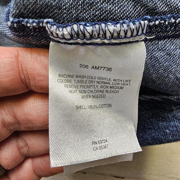 Columbia Blue Jean Denim Hunting Shirt Button Up Size L Shooting Padded Shoulder - Picture 5 of 7